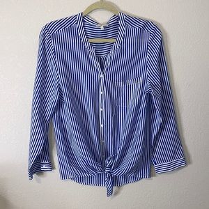 EUC Joie Silk Striped Tie Button Down Shirt